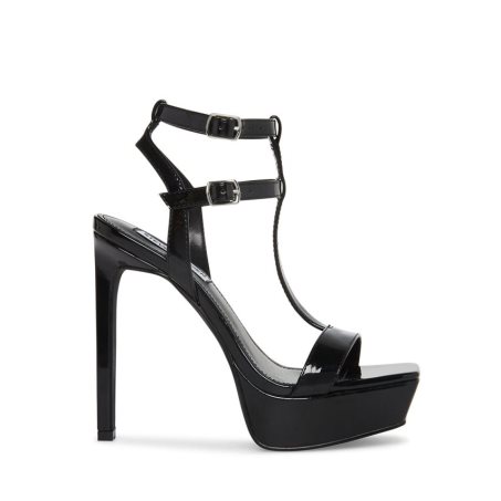 Black Steve Madden Selma Patent Women's Heels Sandals | PH 2135DGZ